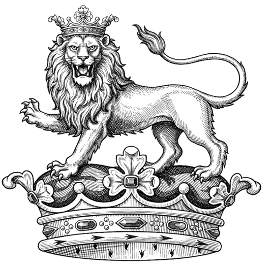 On a ducal coronet, a lion passant gardant, ducally crowned digital download: Includes Color PNG, B&W PNG, and SVG vector files