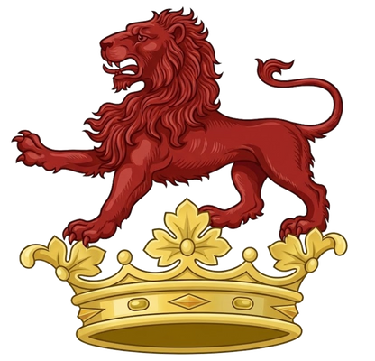 On a ducal coronet Or, a lion passant Gules digital download: Includes Color PNG, B&W PNG, and SVG vector files