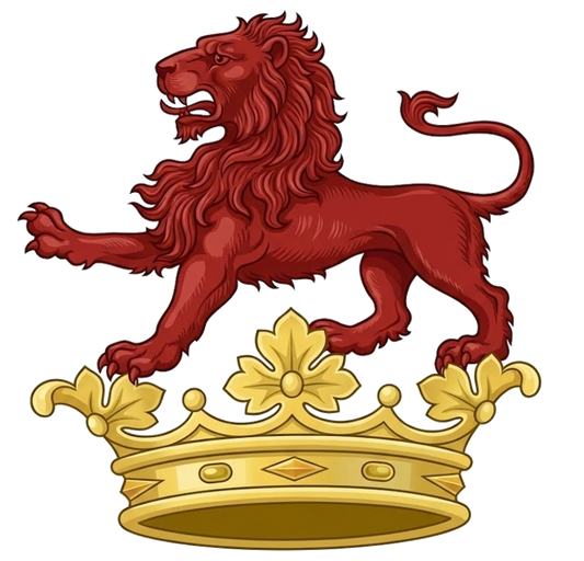 On a ducal coronet Or, a lion passant Gules digital download: Includes Color PNG, B&W PNG, and SVG vector files