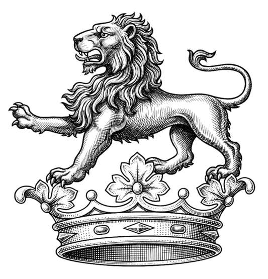 On a ducal coronet Or, a lion passant Gules digital download: Includes Color PNG, B&W PNG, and SVG vector files