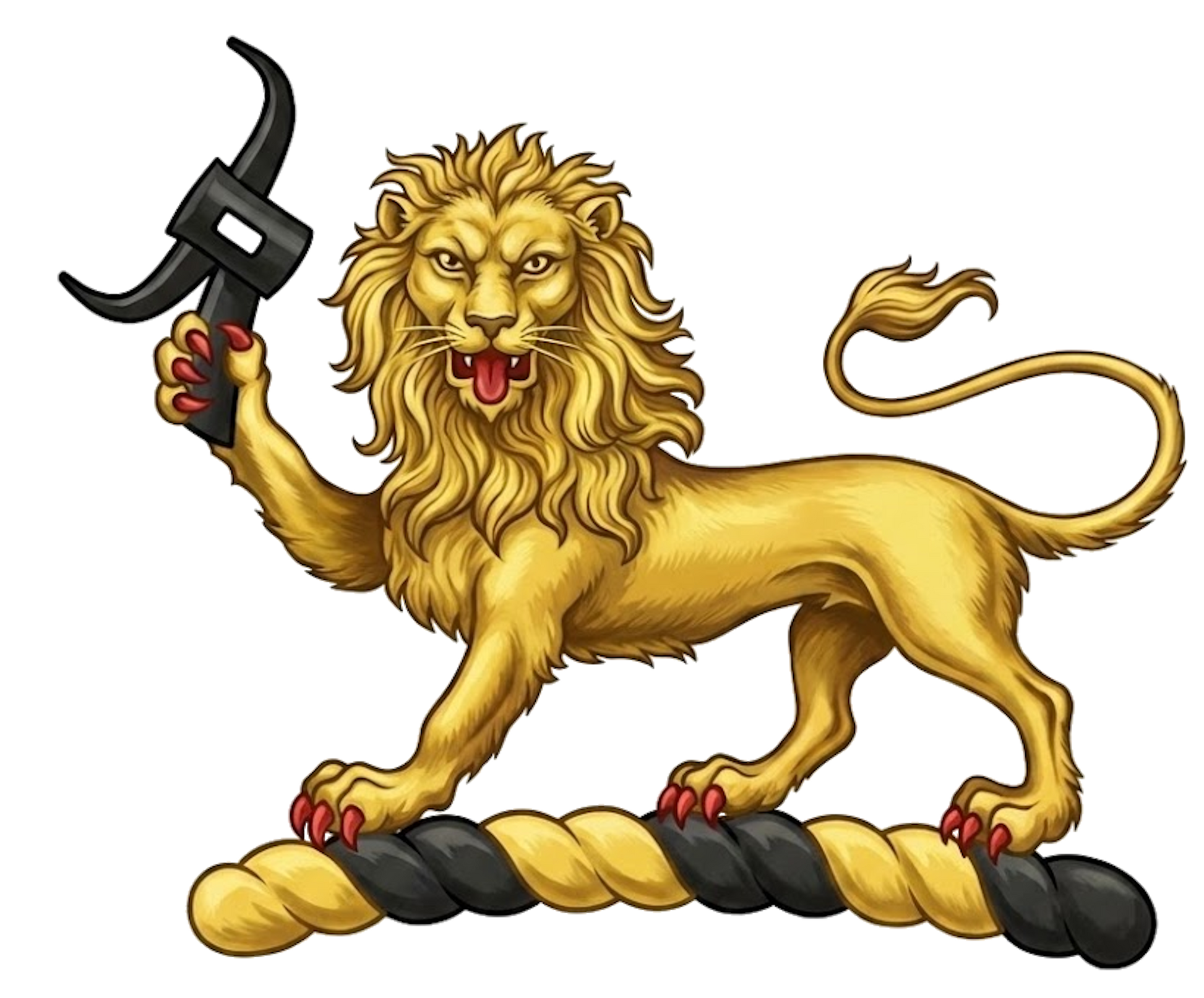 A lion passant gardant Or, holding in the dexter paw a mill-rind sa digital download: Includes Color PNG, B&W PNG, and SVG vector files