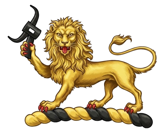 A lion passant gardant Or, holding in the dexter paw a mill-rind sa digital download: Includes Color PNG, B&W PNG, and SVG vector files