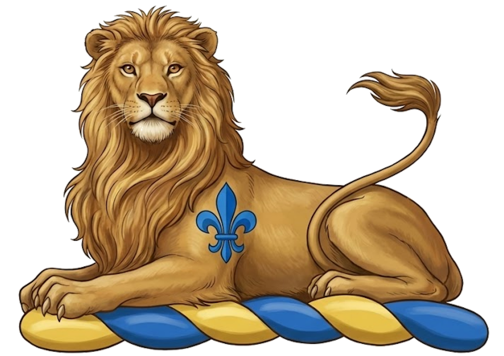 A Lion Couchant Gardant Charged With A Fleur-de-lis digital download: Includes Color PNG, B&W PNG, and SVG vector files