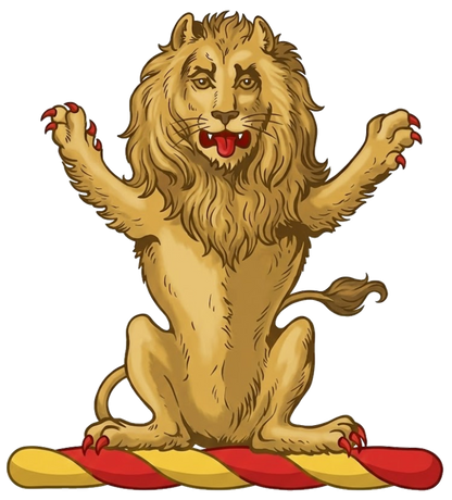 A lion sejant affronté digital download: Includes Color PNG, B&W PNG, and SVG vector files
