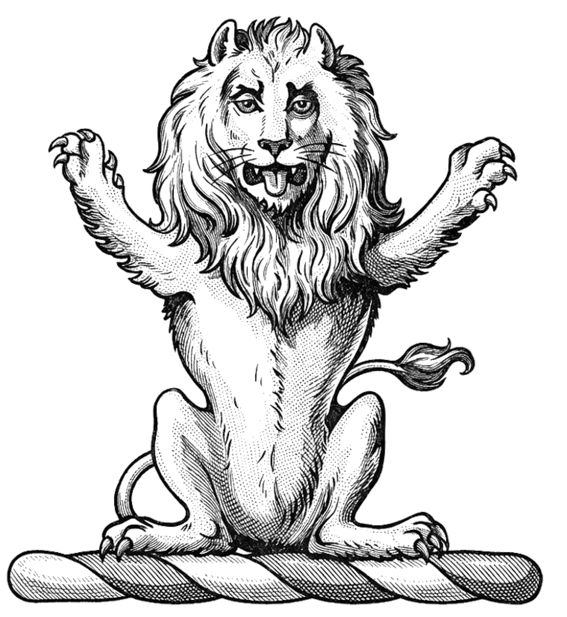 A lion sejant affronté digital download: Includes Color PNG, B&W PNG, and SVG vector files