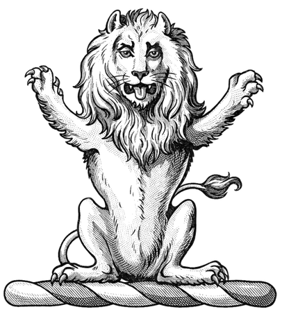 A lion sejant affronté digital download: Includes Color PNG, B&W PNG, and SVG vector files