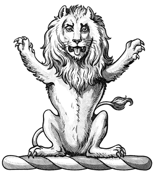 A lion sejant affronté digital download: Includes Color PNG, B&W PNG, and SVG vector files