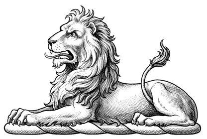 A lion couchant Or digital download: Includes Color PNG, B&W PNG, and SVG vector files