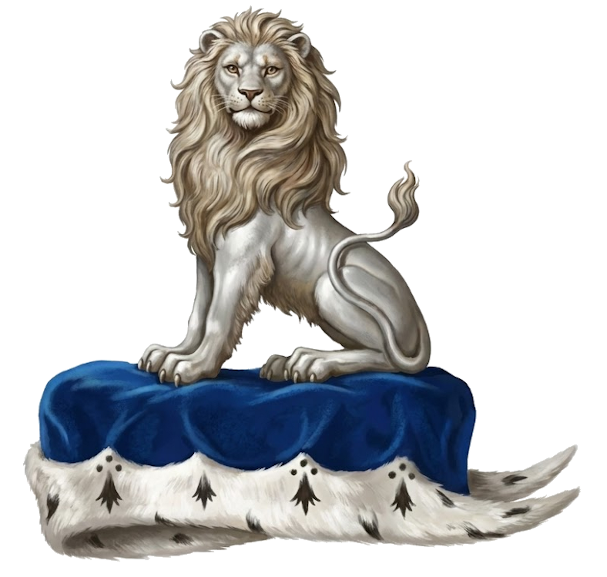 On a chapeau Azure, turned up Ermine, a lion sejant gardant Argent digital download: Includes Color PNG, B&W PNG, and SVG vector files