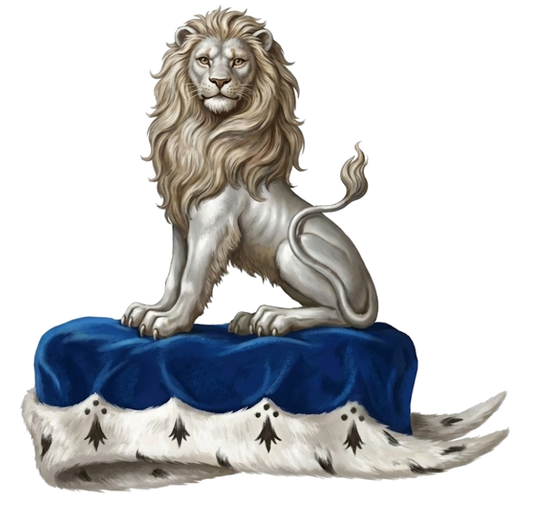 On a chapeau Azure, turned up Ermine, a lion sejant gardant Argent digital download: Includes Color PNG, B&W PNG, and SVG vector files
