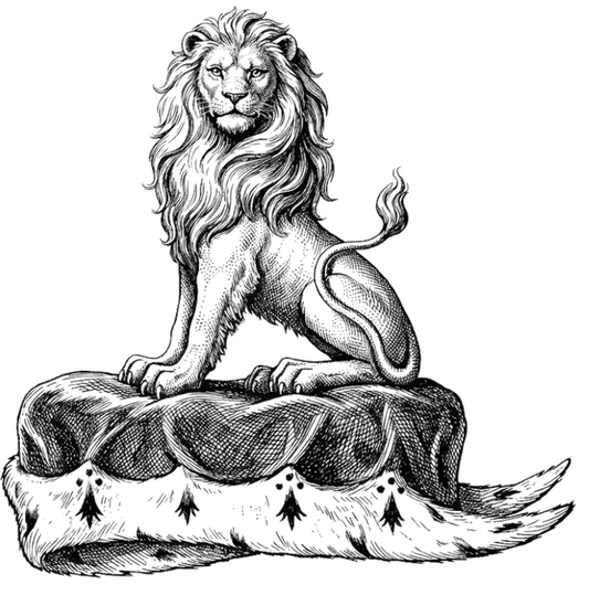 On a chapeau Azure, turned up Ermine, a lion sejant gardant Argent digital download: Includes Color PNG, B&W PNG, and SVG vector files