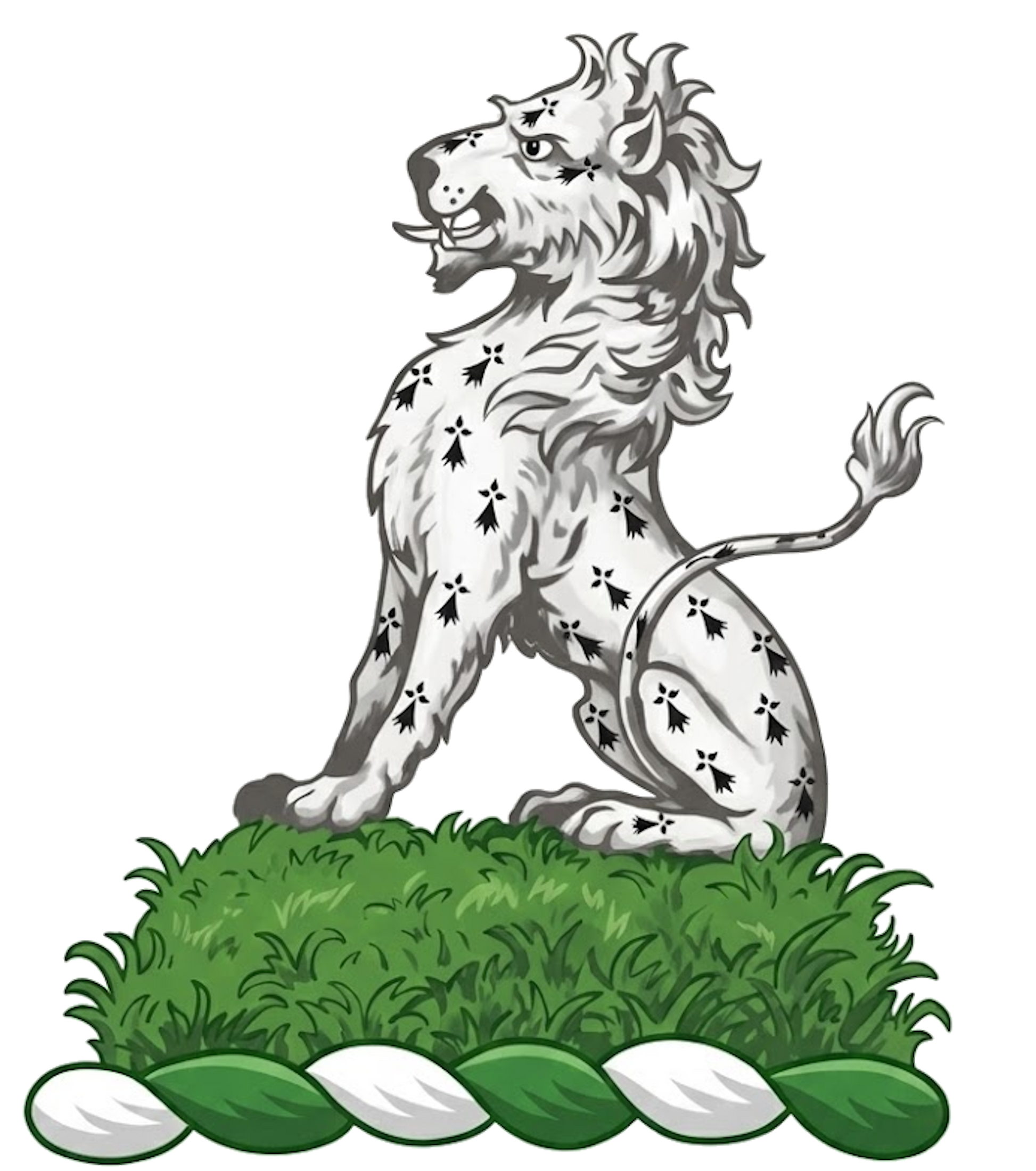 On a mount Vert, a lion sejant Ermine digital download: Includes Color PNG, B&W PNG, and SVG vector files