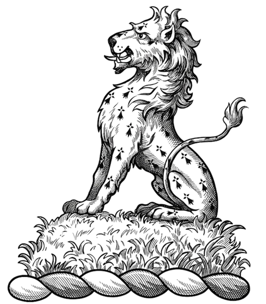 On a mount Vert, a lion sejant Ermine digital download: Includes Color PNG, B&W PNG, and SVG vector files