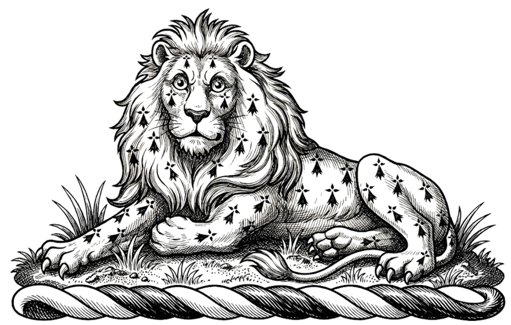 On a Mount Vert a Lion Couchant Gardant Erminois digital download: Includes Color PNG, B&W PNG, and SVG vector files