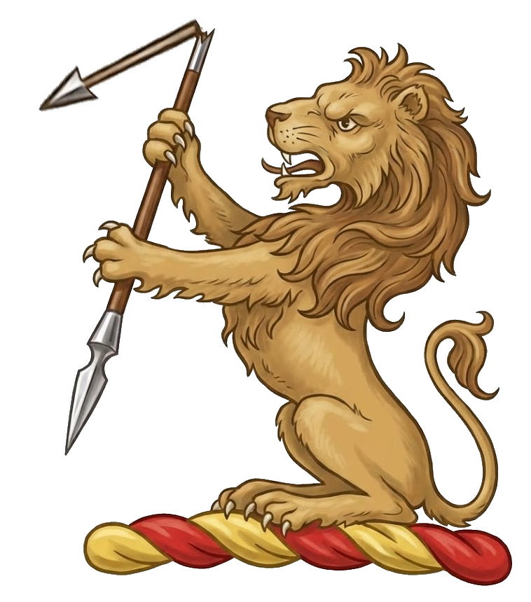 A lion sejant argent, holding in the paws a broken tilting-spear of the same digital download: Includes Color PNG, B&W PNG, and SVG vector files