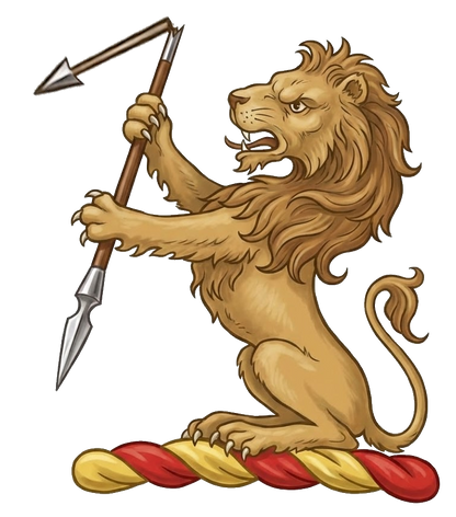 A lion sejant argent, holding in the paws a broken tilting-spear of the same digital download: Includes Color PNG, B&W PNG, and SVG vector files