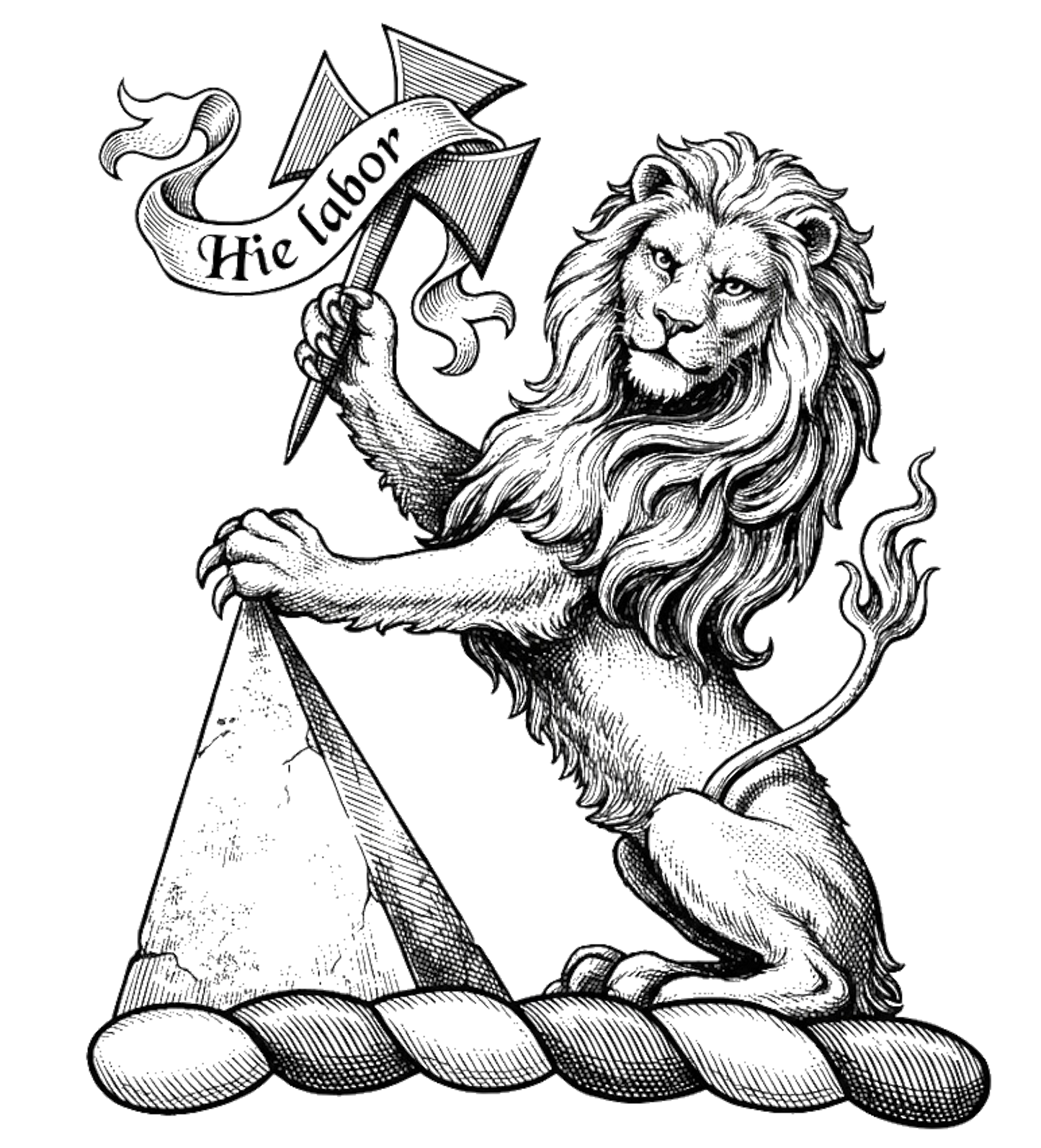Lion Sejant Gardant Or Holding a Cross Formée Fitchée Azure Resting on a Pyramid Argent digital download: Includes Color PNG, B&W PNG, and SVG vector files