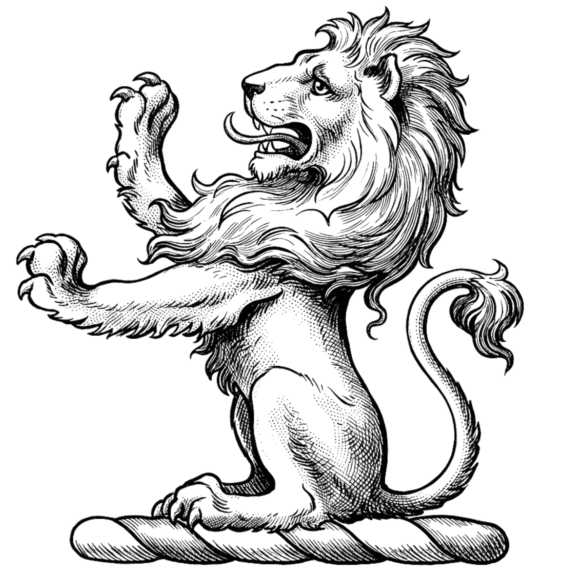Lion Sejant Erect Argent digital download: Includes Color PNG, B&W PNG, and SVG vector files