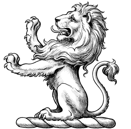 Lion Sejant Erect Argent digital download: Includes Color PNG, B&W PNG, and SVG vector files