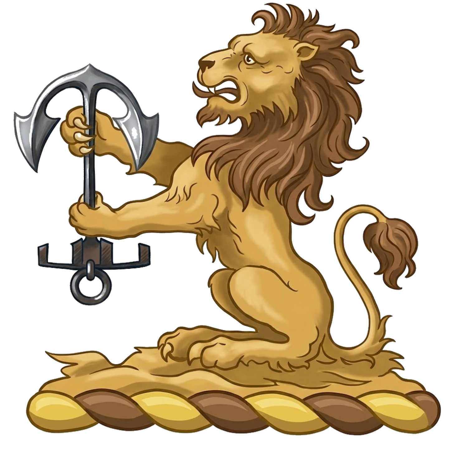 Lion Sejant Holding an Anchor digital download: Includes Color PNG, B&W PNG, and SVG vector files