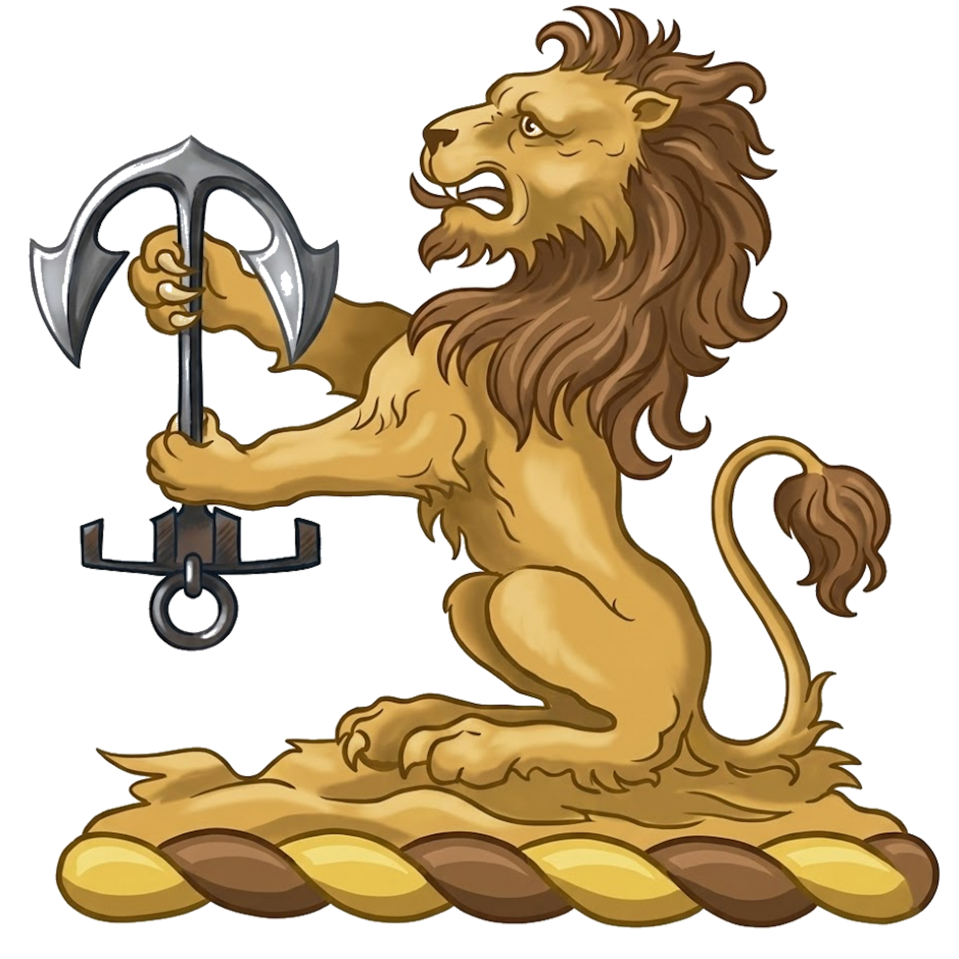 Lion Sejant Holding an Anchor digital download: Includes Color PNG, B&W PNG, and SVG vector files