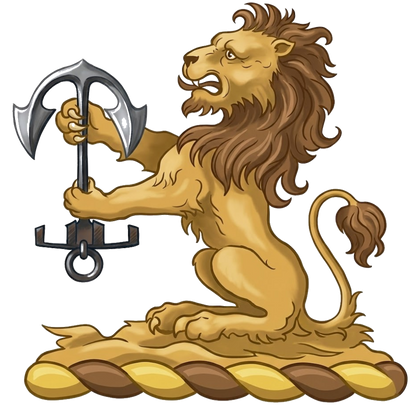 Lion Sejant Holding an Anchor digital download: Includes Color PNG, B&W PNG, and SVG vector files