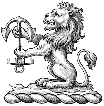 Lion Sejant Holding an Anchor digital download: Includes Color PNG, B&W PNG, and SVG vector files