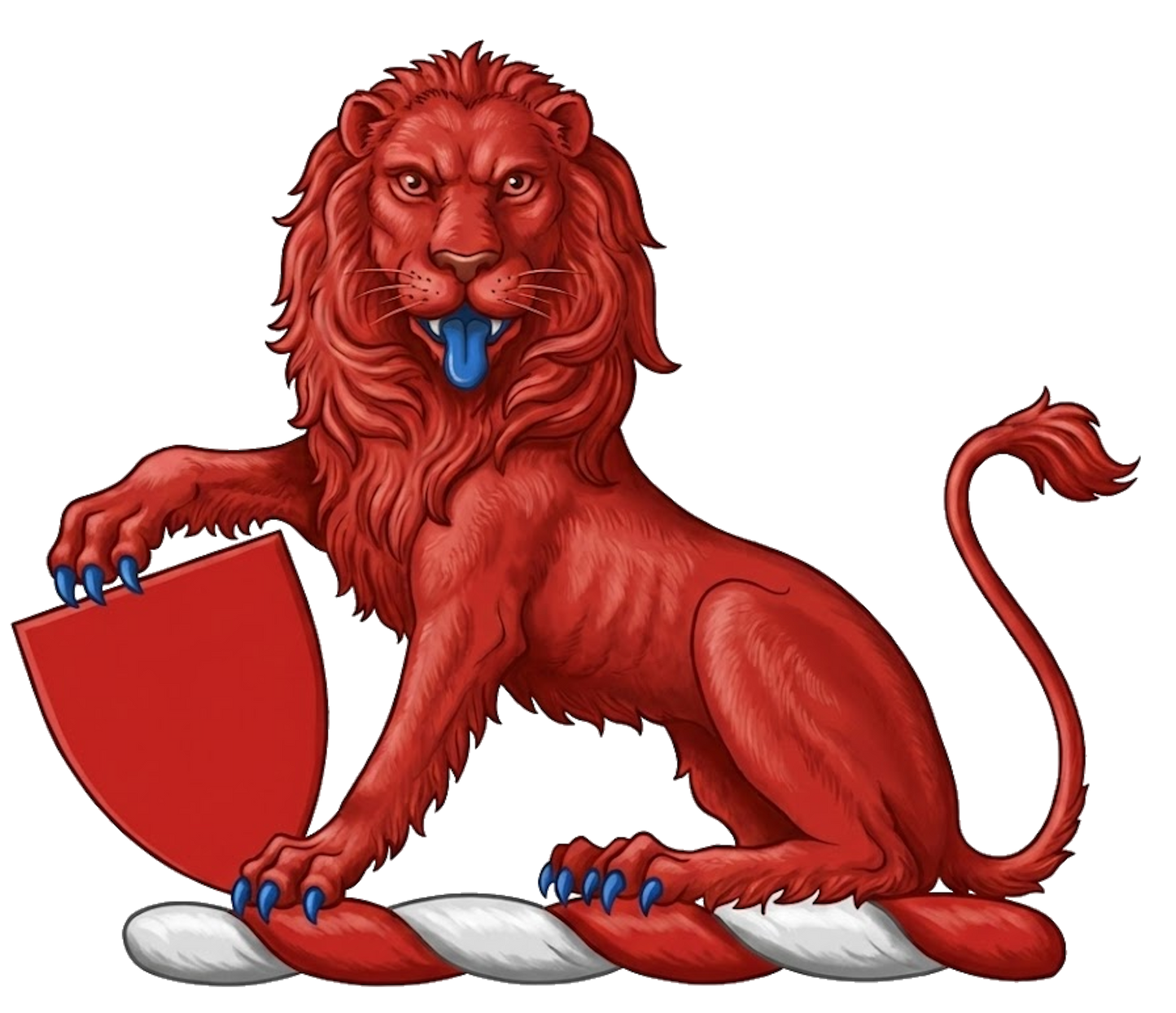 Lion Sejant Guardant Gules Resting Paw on Escutcheon digital download: Includes Color PNG, B&W PNG, and SVG vector files