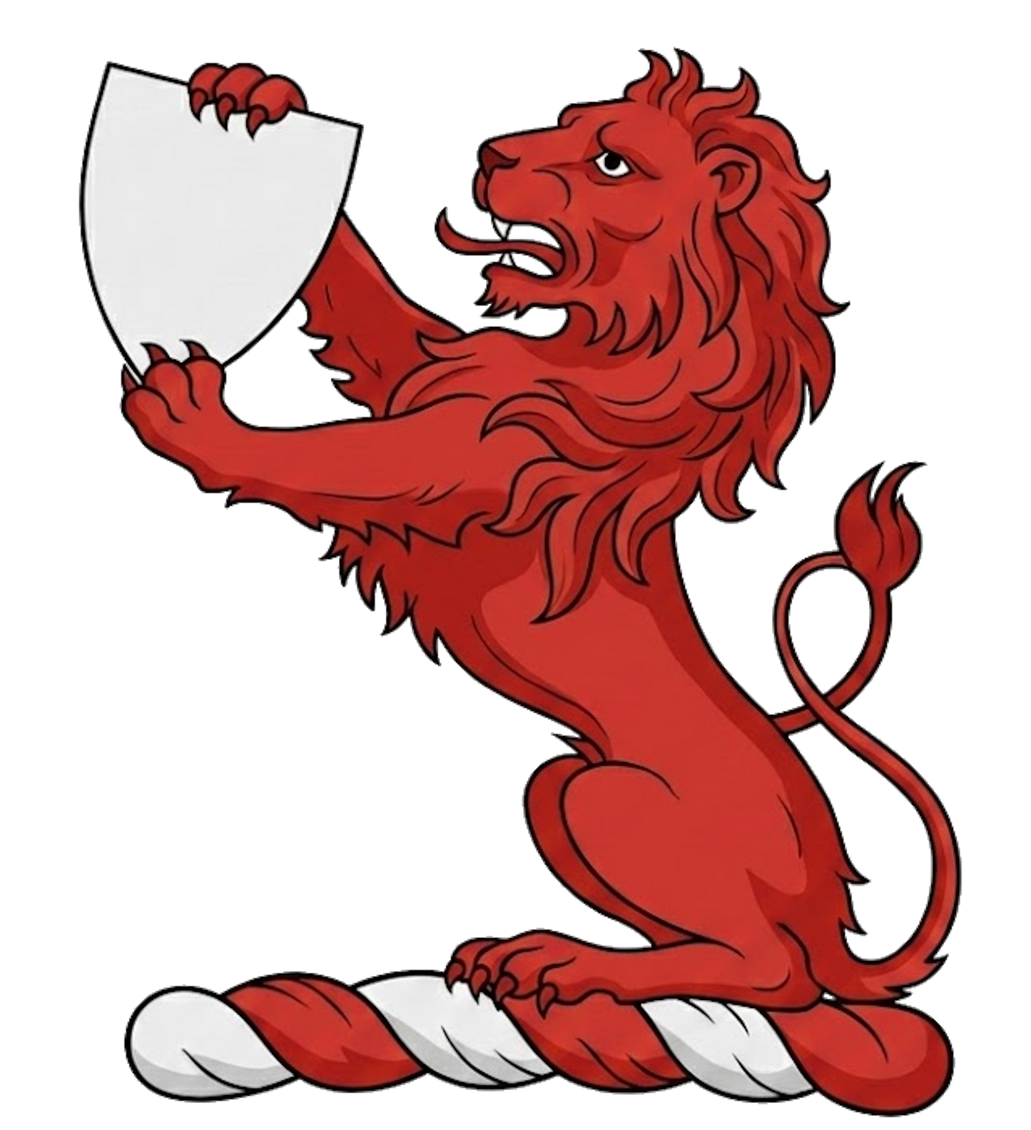 Lion Sejant Erect Gules Supporting an Escutcheon Argent digital download: Includes Color PNG, B&W PNG, and SVG vector files