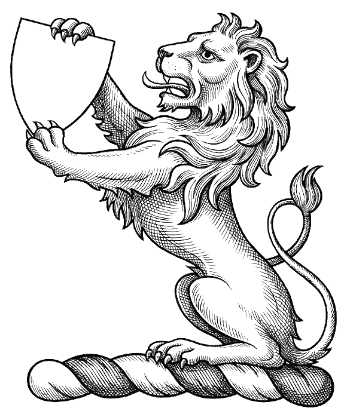 Lion Sejant Erect Gules Supporting an Escutcheon Argent digital download: Includes Color PNG, B&W PNG, and SVG vector files