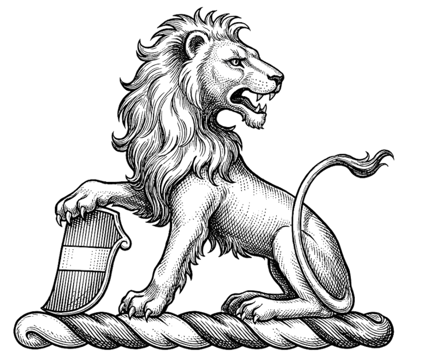 Lion Sejant Regardant digital download: Includes Color PNG, B&W PNG, and SVG vector files