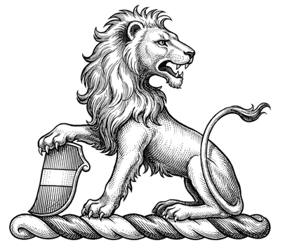 Lion Sejant Regardant digital download: Includes Color PNG, B&W PNG, and SVG vector files