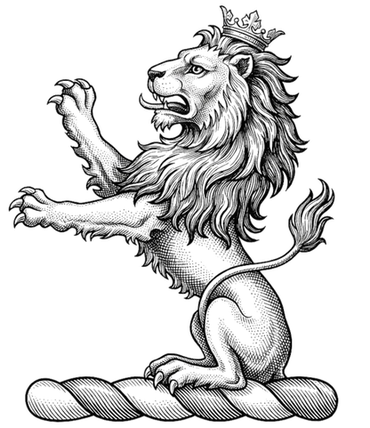 Lion Sejant Rampant digital download: Includes Color PNG, B&W PNG, and SVG vector files