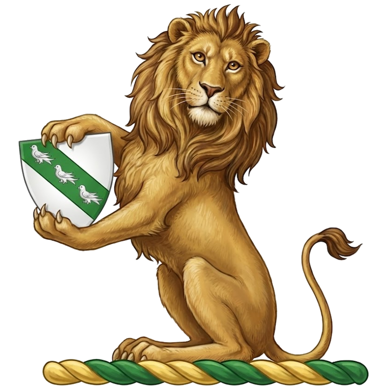Lion Sejant Guardant Holding an Escutcheon digital download: Includes Color PNG, B&W PNG, and SVG vector files