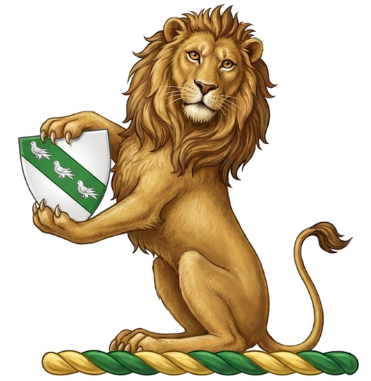 Lion Sejant Guardant Holding an Escutcheon digital download: Includes Color PNG, B&W PNG, and SVG vector files
