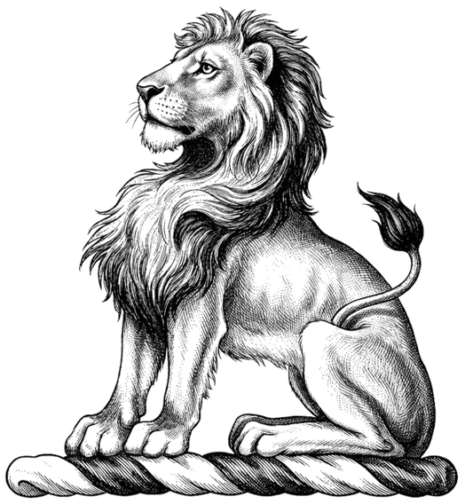 A Lion Sejant digital download: Includes Color PNG, B&W PNG, and SVG vector files