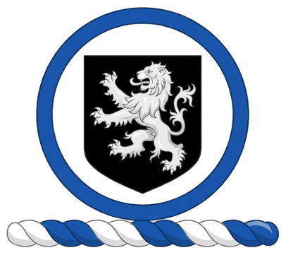 Within an annulet Azure, an escutcheon Sable, charged with a lion rampant Argent digital download: Includes Color PNG, B&W PNG, and SVG vector files