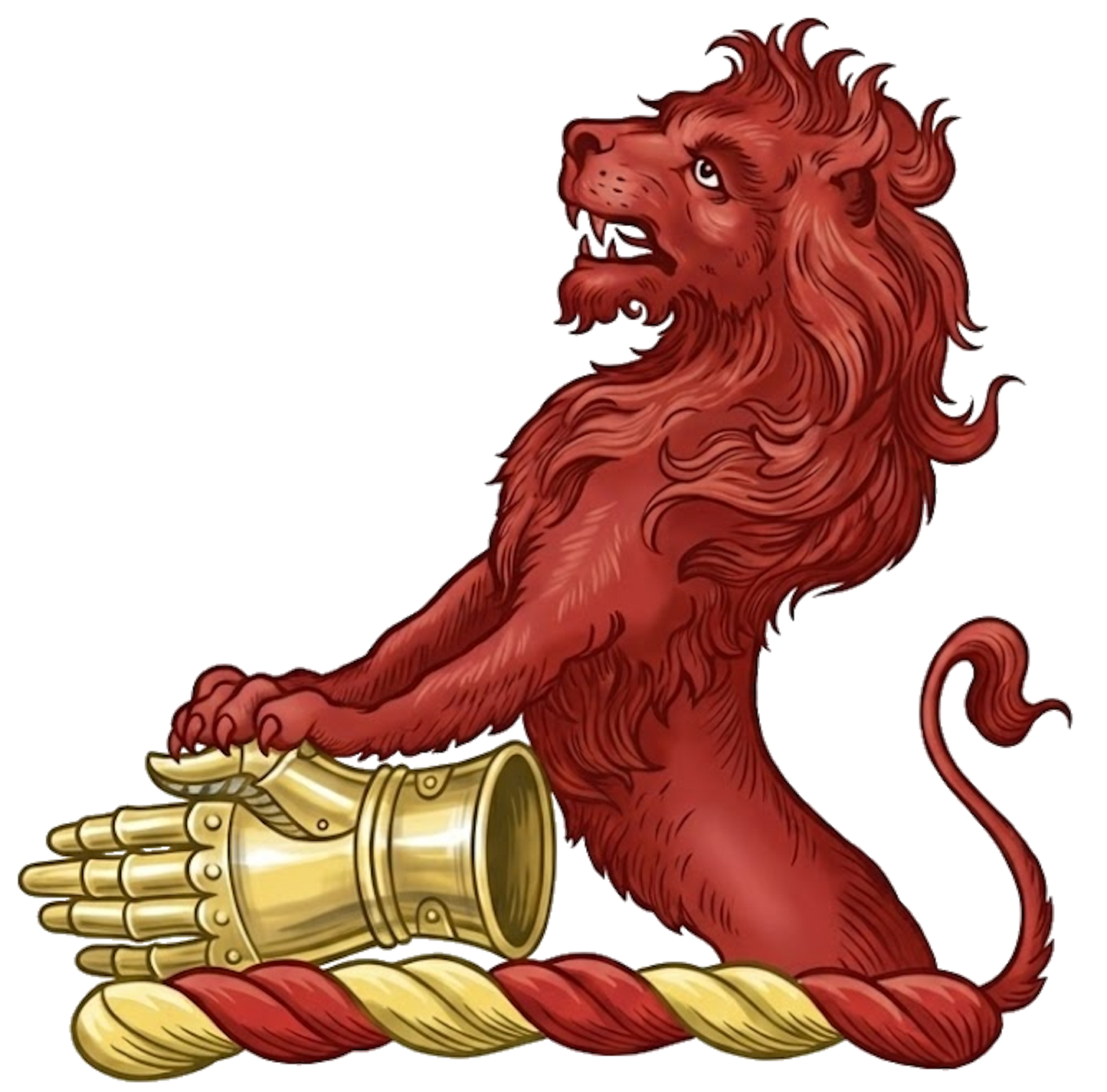 A demi-lion gules, resting his paws on a gauntlet or digital download: Includes Color PNG, B&W PNG, and SVG vector files