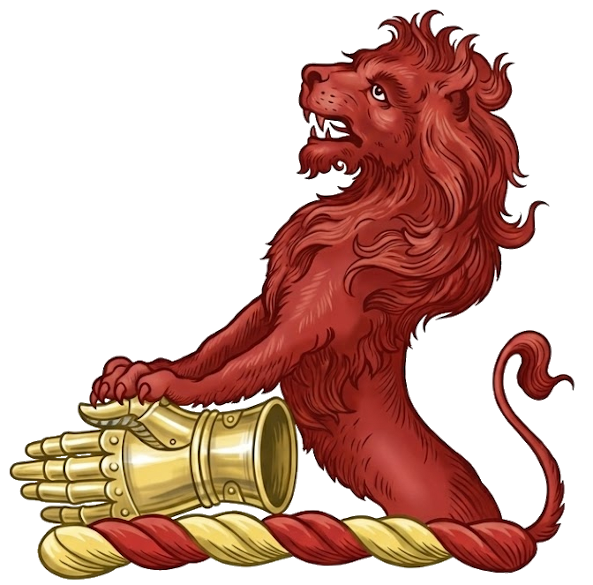 A demi-lion gules, resting his paws on a gauntlet or digital download: Includes Color PNG, B&W PNG, and SVG vector files