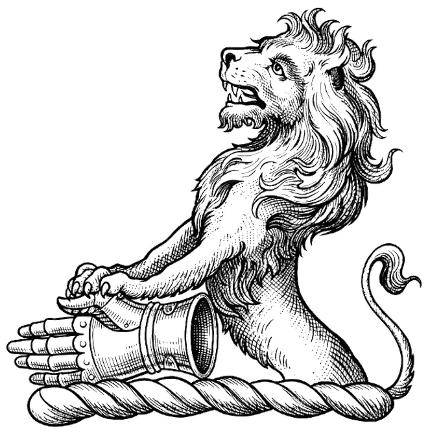 A demi-lion gules, resting his paws on a gauntlet or digital download: Includes Color PNG, B&W PNG, and SVG vector files