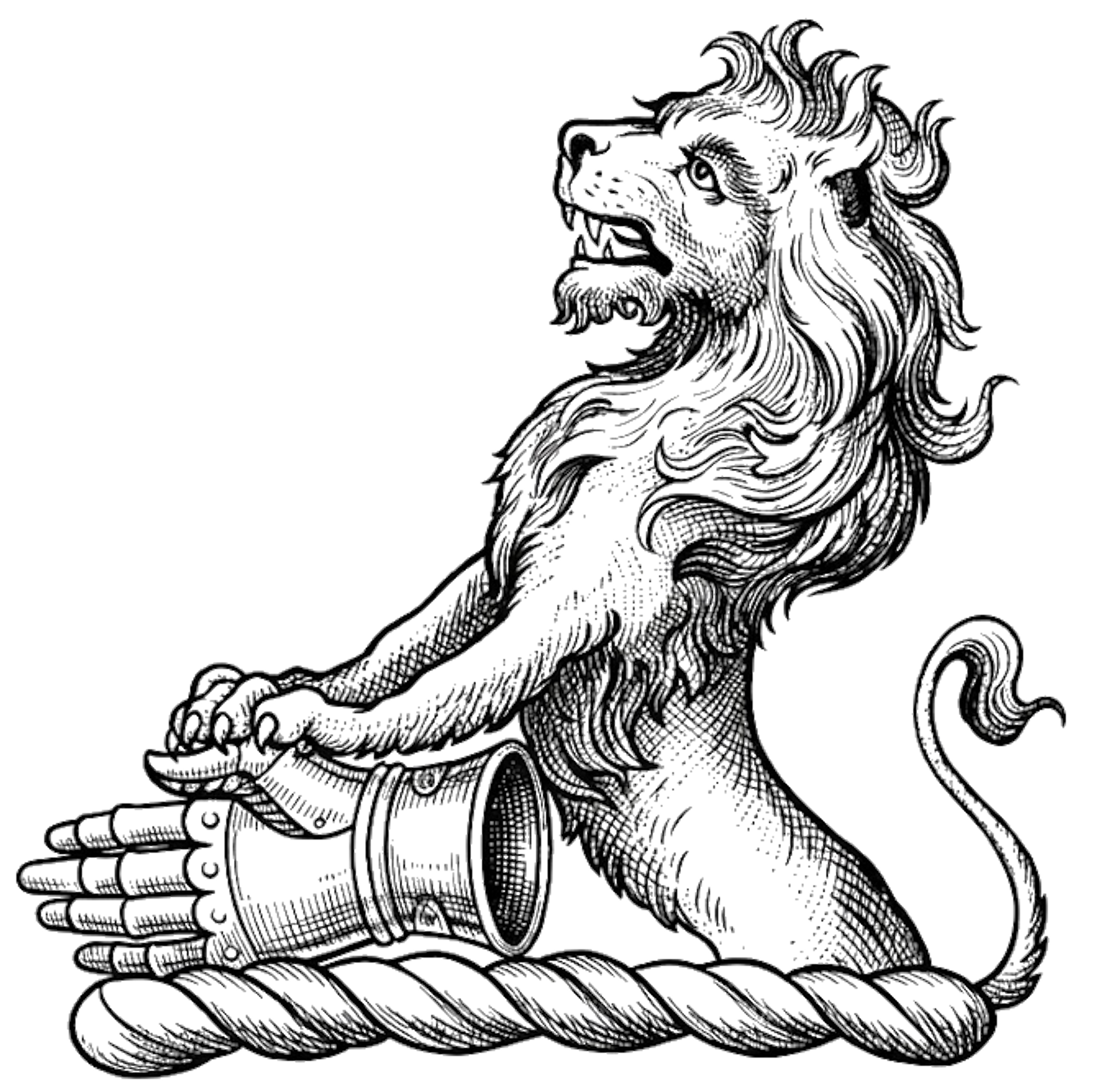 A demi-lion gules, resting his paws on a gauntlet or digital download: Includes Color PNG, B&W PNG, and SVG vector files