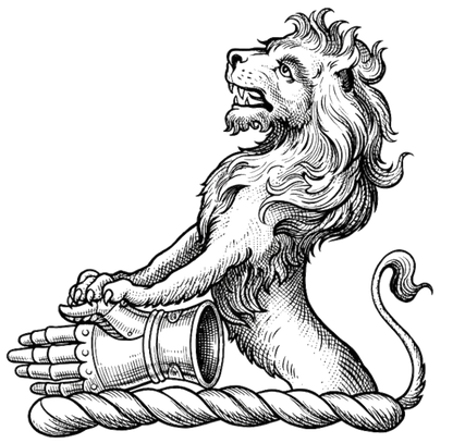 A demi-lion gules, resting his paws on a gauntlet or digital download: Includes Color PNG, B&W PNG, and SVG vector files
