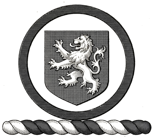 Within an annulet Azure, an escutcheon Sable, charged with a lion rampant Argent digital download: Includes Color PNG, B&W PNG, and SVG vector files