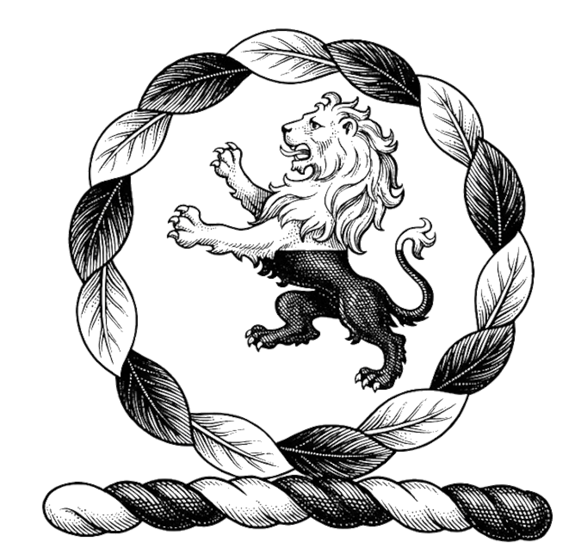Within a wreath Argent and Sable, a lion rampant per fess of the same digital download: Includes Color PNG, B&W PNG, and SVG vector files