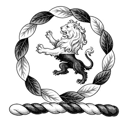Within a wreath Argent and Sable, a lion rampant per fess of the same digital download: Includes Color PNG, B&W PNG, and SVG vector files