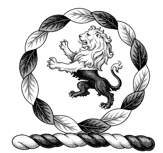 Within a wreath Argent and Sable, a lion rampant per fess of the same digital download: Includes Color PNG, B&W PNG, and SVG vector files