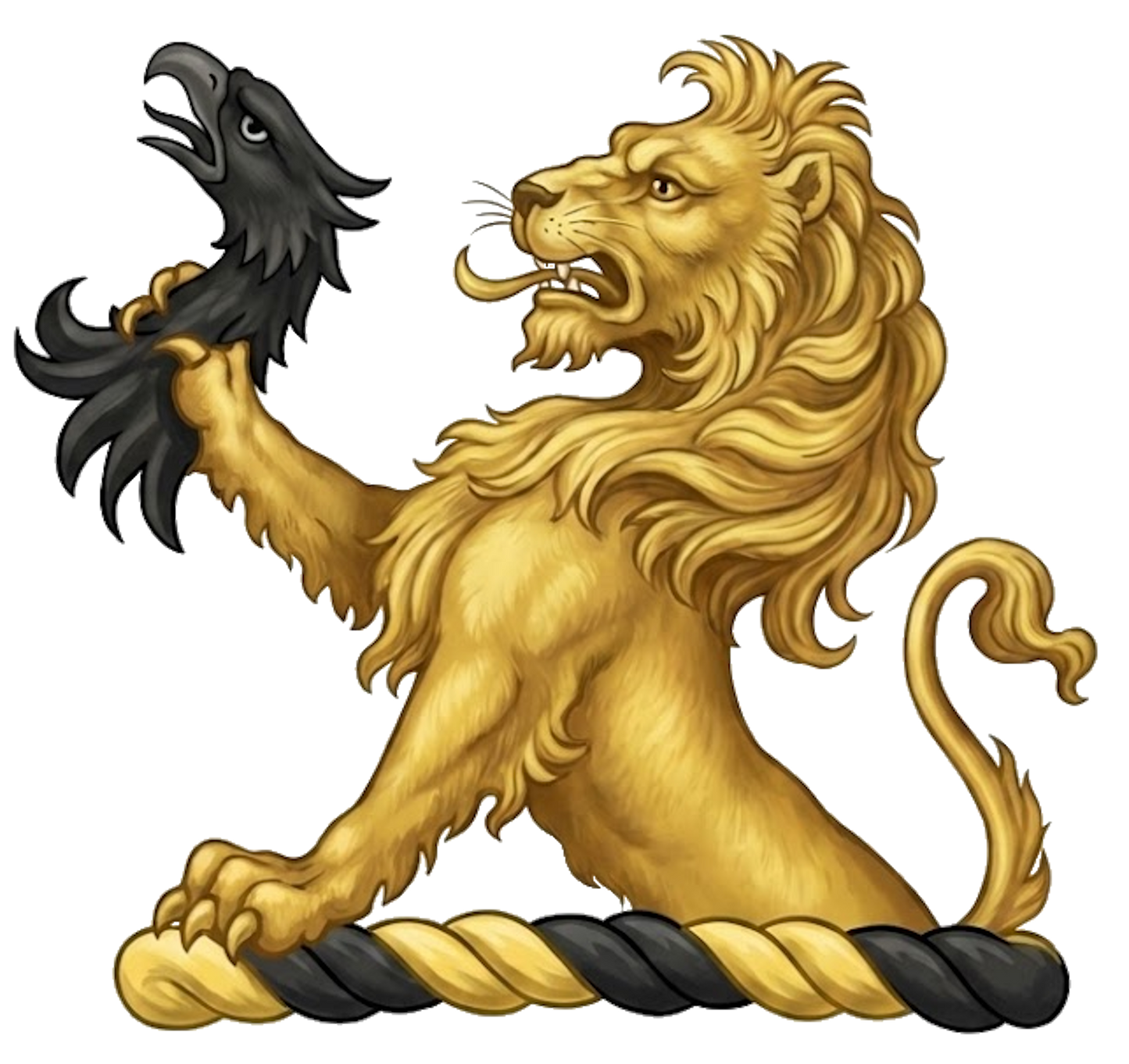 A demi-lion Or, the sinister paw resting on the wreath, and holding in the dexter an eagle's head erased Sable digital download: Includes Color PNG, B&W PNG, and SVG vector files