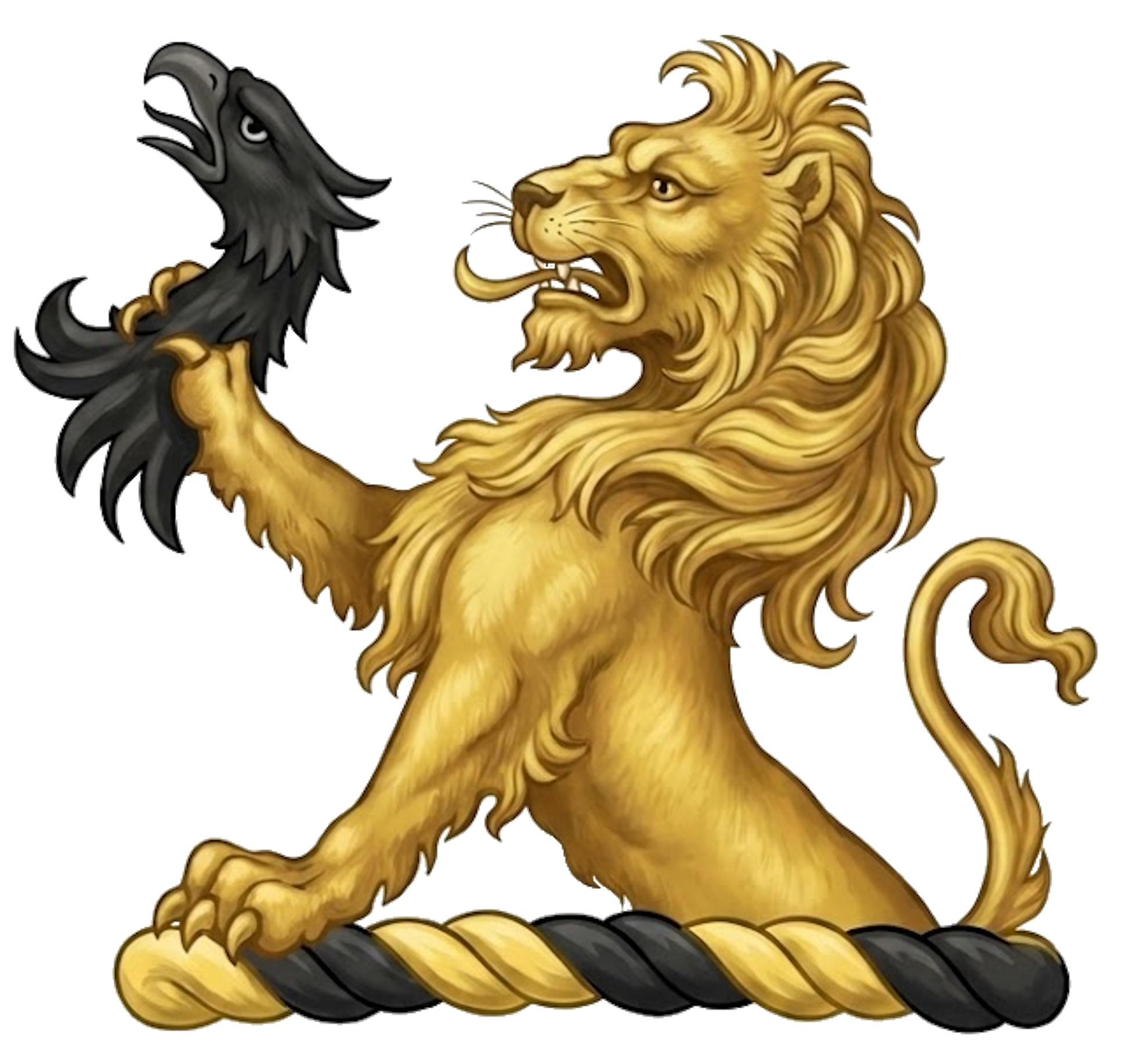 A demi-lion Or, the sinister paw resting on the wreath, and holding in the dexter an eagle's head erased Sable digital download: Includes Color PNG, B&W PNG, and SVG vector files