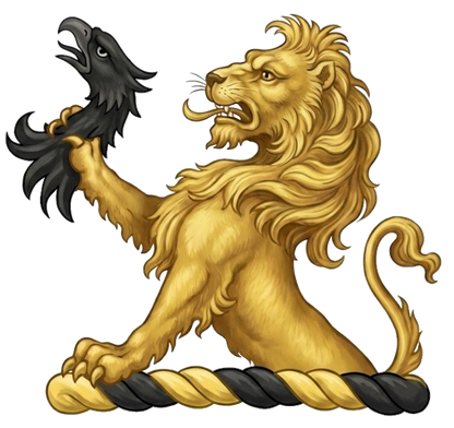 A demi-lion Or, the sinister paw resting on the wreath, and holding in the dexter an eagle's head erased Sable digital download: Includes Color PNG, B&W PNG, and SVG vector files