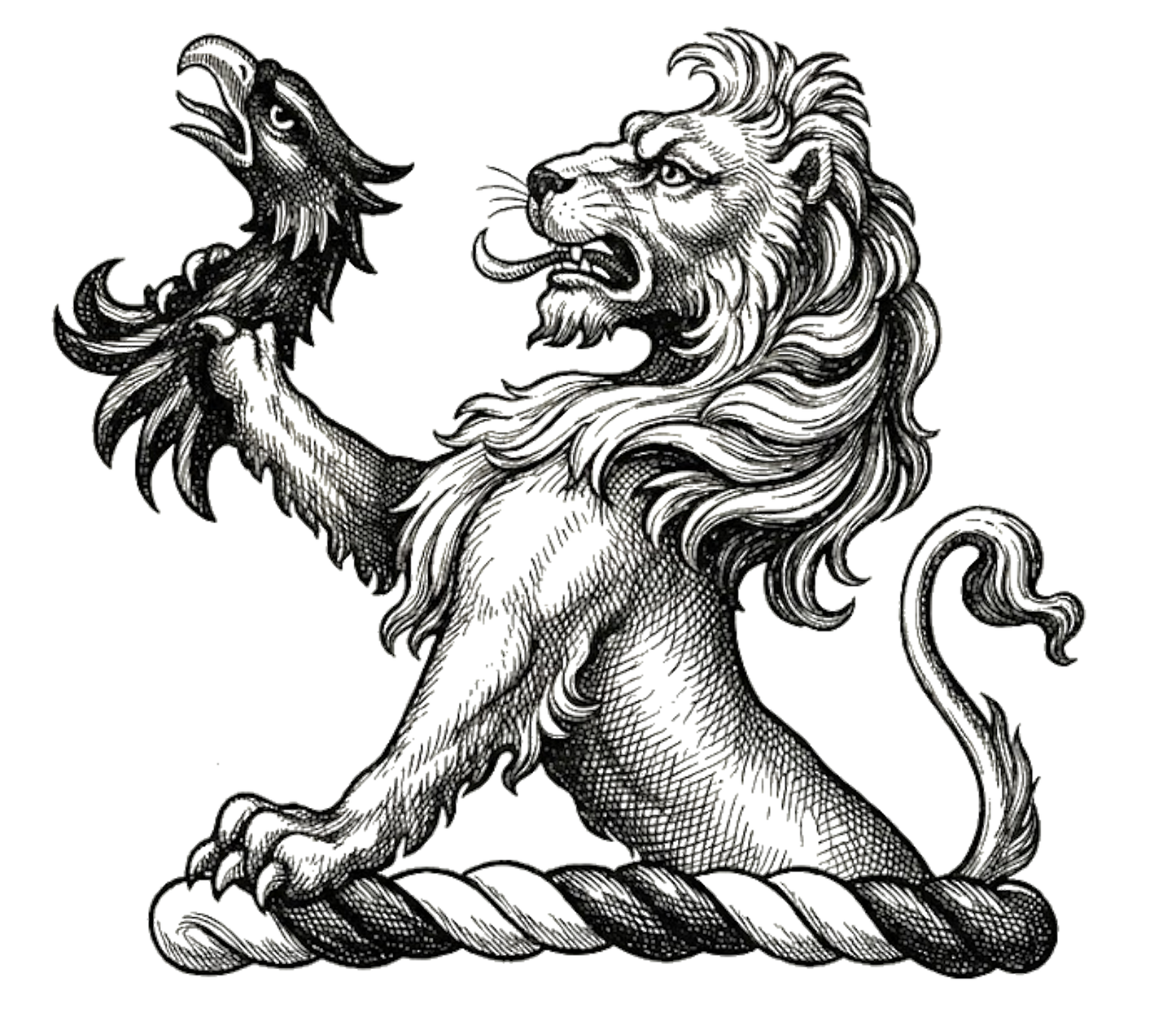 A demi-lion Or, the sinister paw resting on the wreath, and holding in the dexter an eagle's head erased Sable digital download: Includes Color PNG, B&W PNG, and SVG vector files